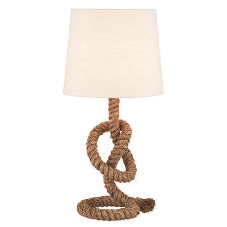 Cotton Rope Table Lamp Rope Knotted Table Lamp with White Light Shade - Furniture123