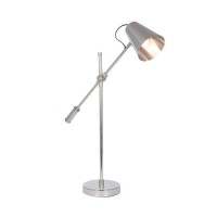 Silver Nickel Metal Table Lamp with Cone Shade