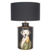 GRADE A1 - Black Table Lamp with Dog &amp; Black Light Shade