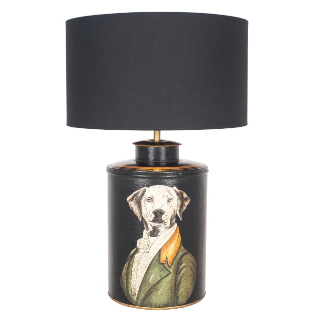 GRADE A1 - Black Table Lamp with Dog & Black Light Shade