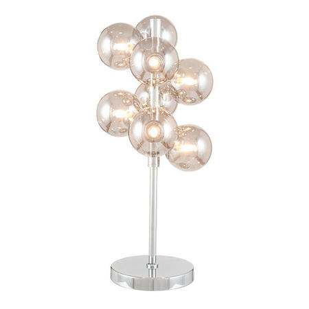 Smoked Grey Glass Orb Table Lamp with Chrome Base