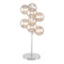 Smoked Grey Glass Orb Table Lamp with Chrome Base