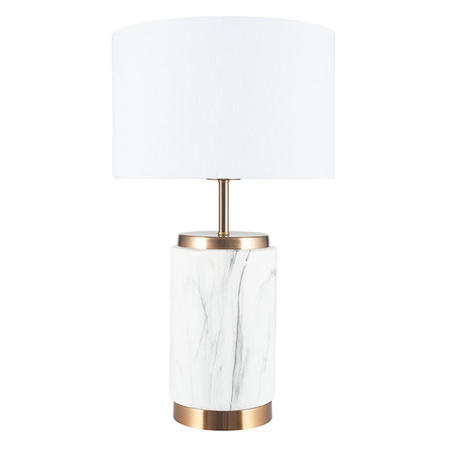 Marble Effect Ceramic Table Lamp with Gold Finish & White Shade