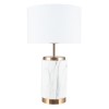 GRADE A1 - Marble Effect Ceramic Table Lamp with Gold Finish &amp; White Shade