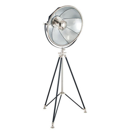 Black Metal Tripod Floor Lamp with Silver Inlay