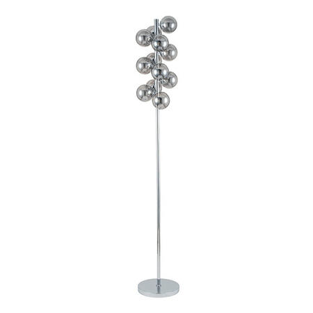 Chrome & Smoked Glass Ball Floor Lamp - Pacific