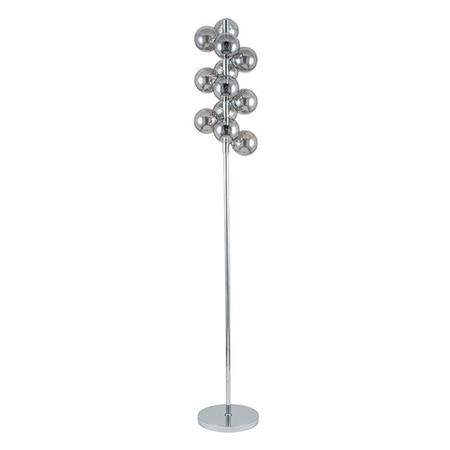 Chrome & Smoked Glass Ball Floor Lamp - Pacific