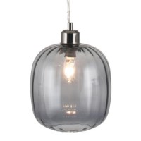 Grey Textured Short Oval Glass Pendant