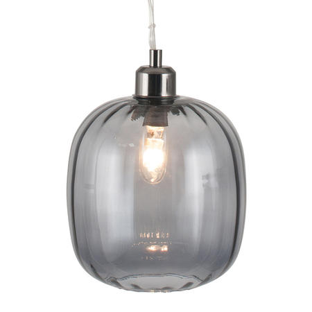 Grey Textured Short Oval Glass Pendant