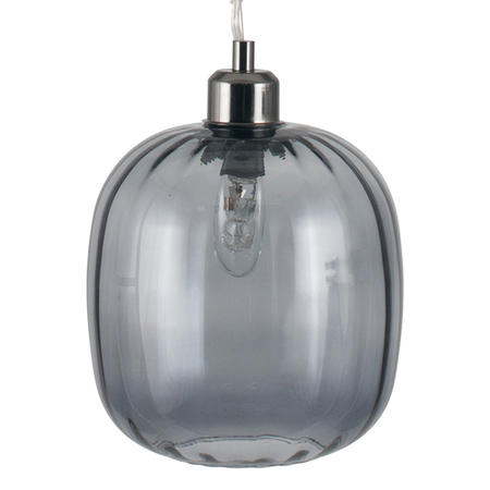 Grey Textured Short Oval Glass Pendant