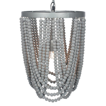 Grey Wash Wood Bead Sash Pendant