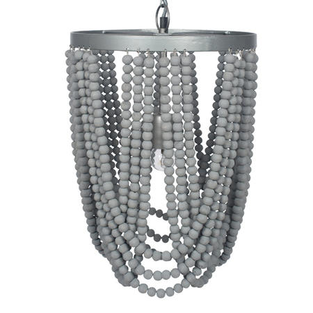 Grey Wash Wood Bead Sash Pendant