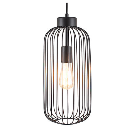 Matte Black Metal Tall Cage Pendant