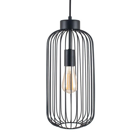 Matte Black Metal Tall Cage Pendant