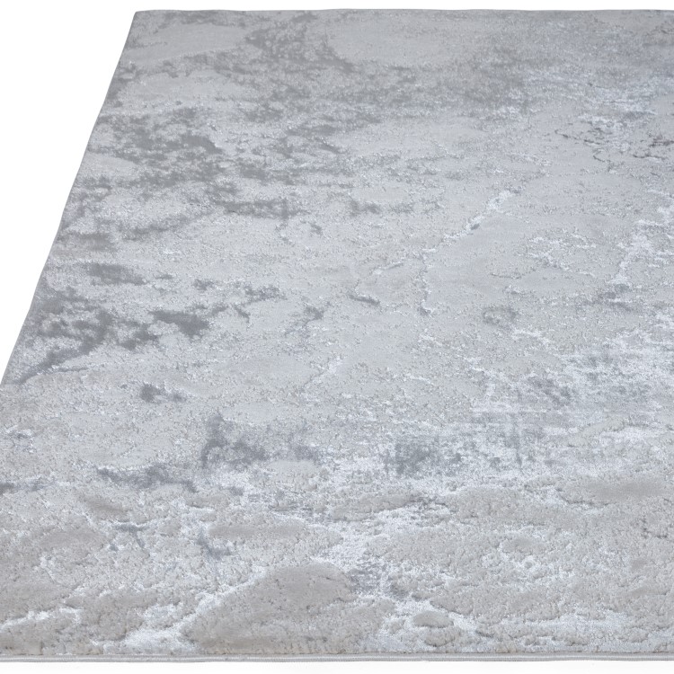 Large Silver Rug with Marble Effect - 290 x 200 cm - Aurora