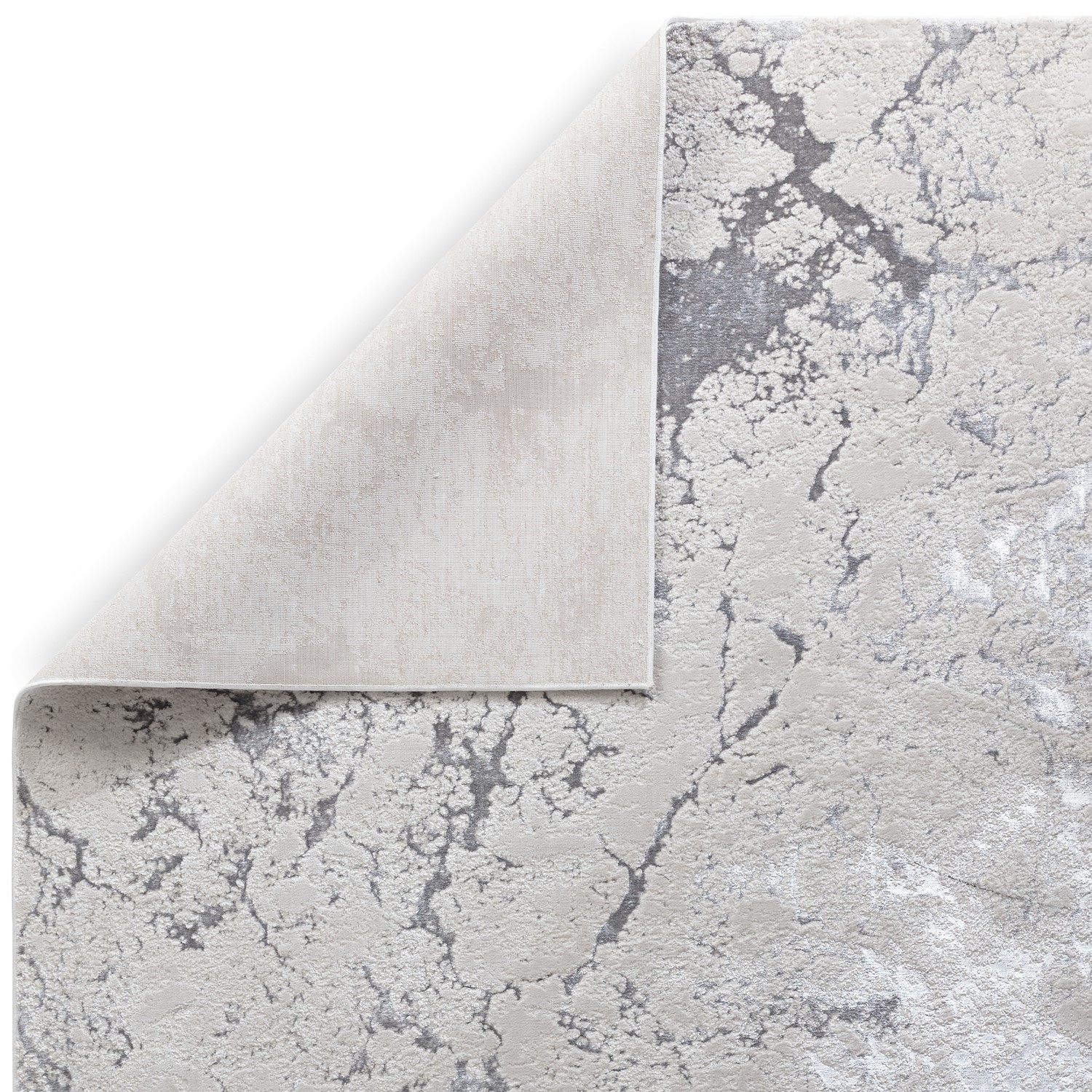Large Silver Rug Large Silver Rug with Marble Effect - 290 x 200 cm - Aurora - Furniture123