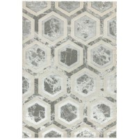Large Silver Rug with Hexagon Pattern - 200x290cm - Aurora Large Silver Rug with Hexagon Pattern - 200x290cm - Aurora