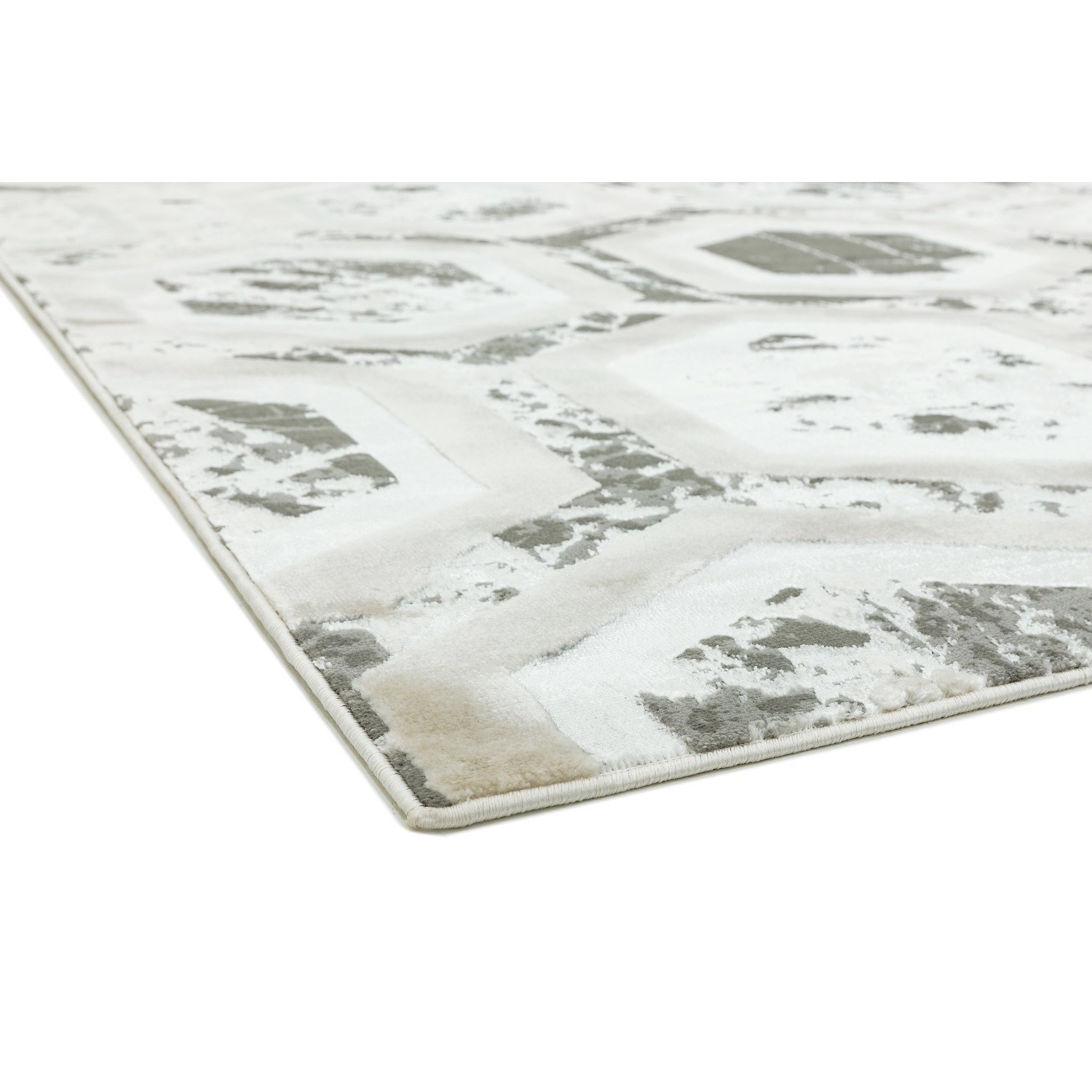 Large Silver Rug Large Silver Rug with Hexagon Pattern - 200x290cm - Aurora - Furniture123