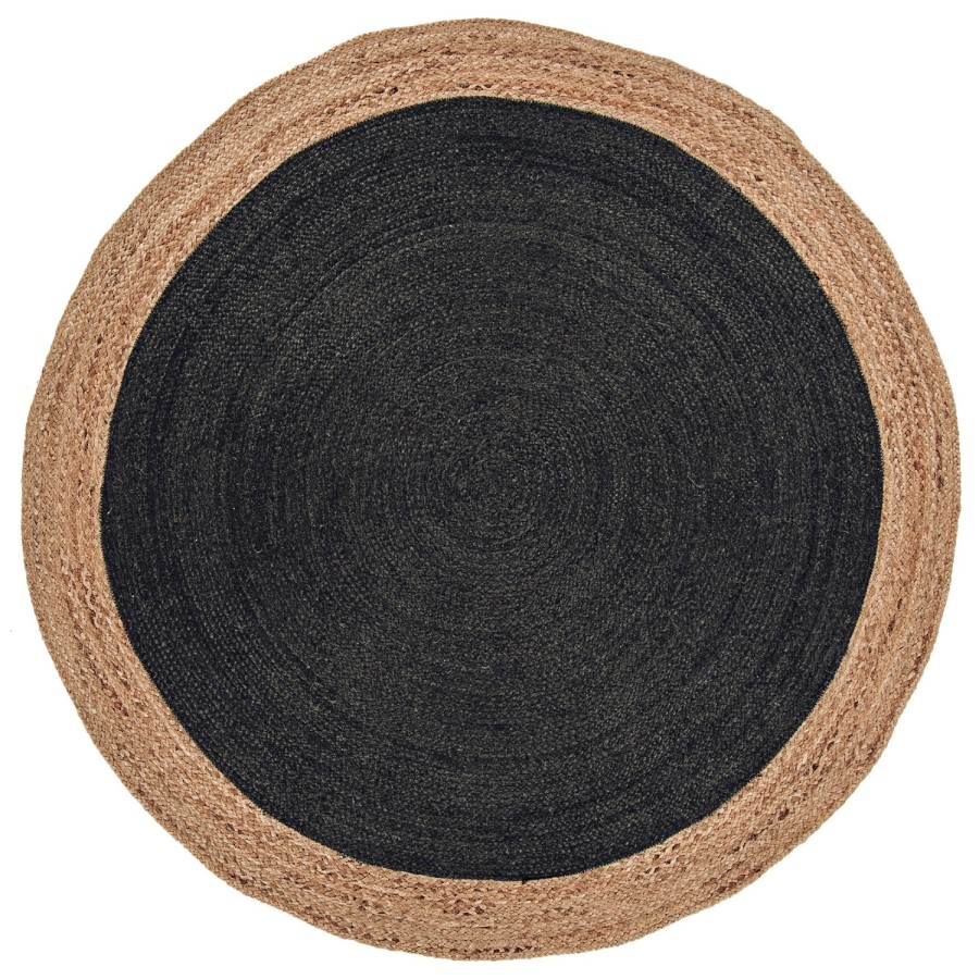 Round Grey Jute Rug 160x160cm - Faro