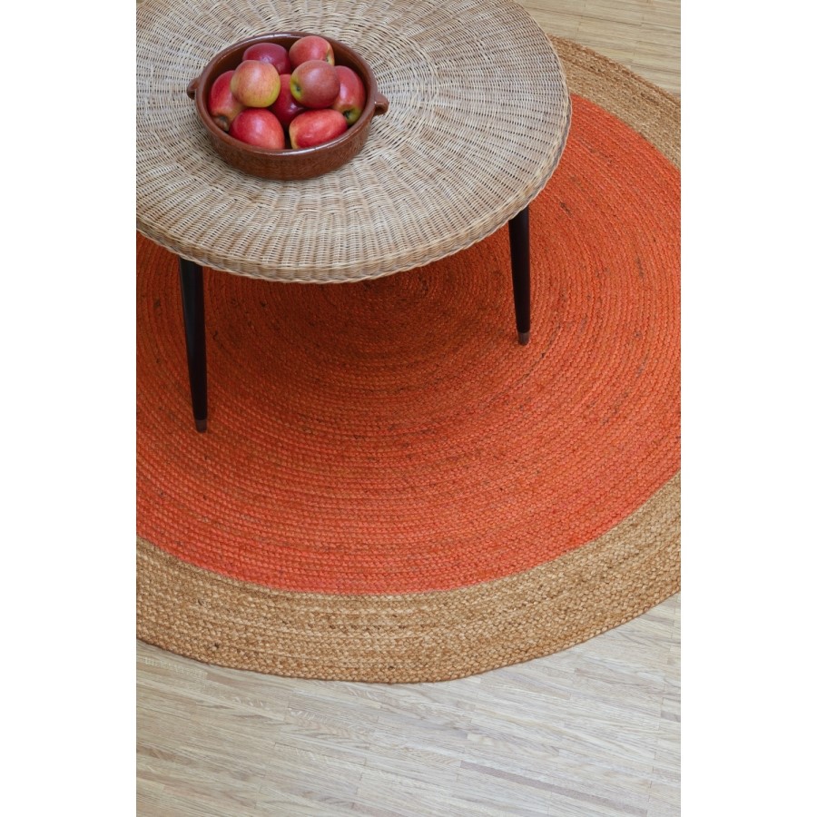 Round Orange Jute Rug 160x160cm - Faro