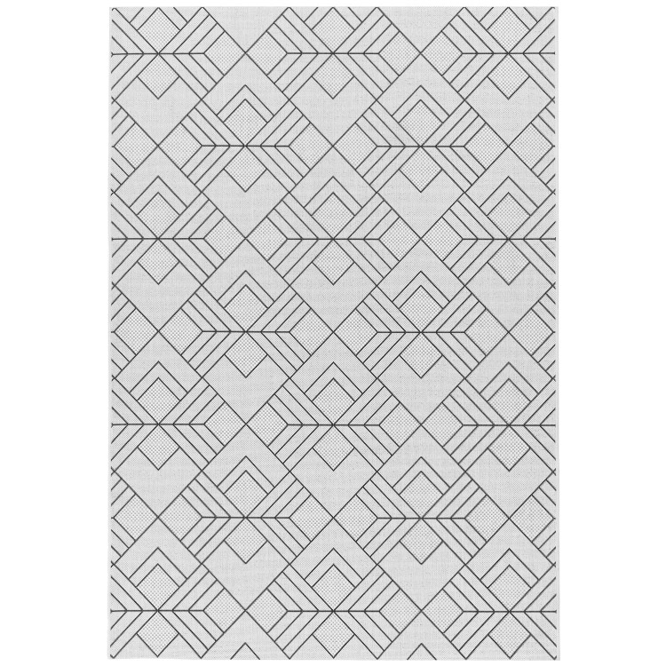 Patio Indoor/Outdoor Black & White Geometric Rug 200x290cm