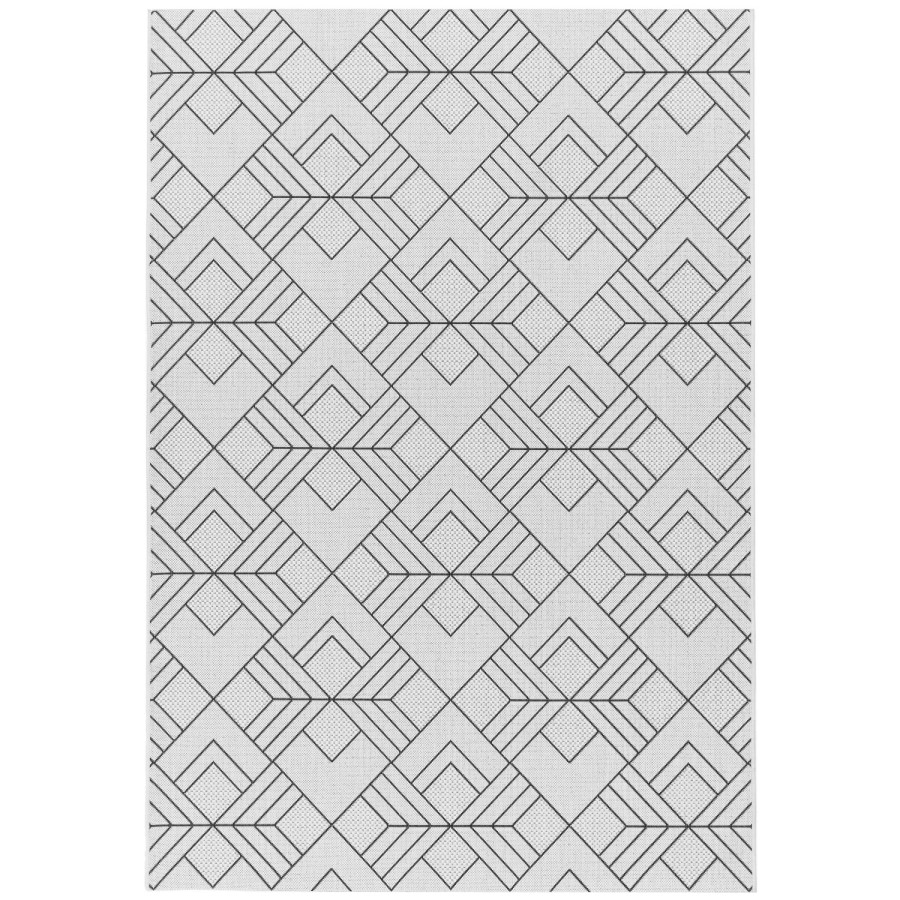 Patio Indoor/Outdoor Black & White Geometric Rug 200x290cm