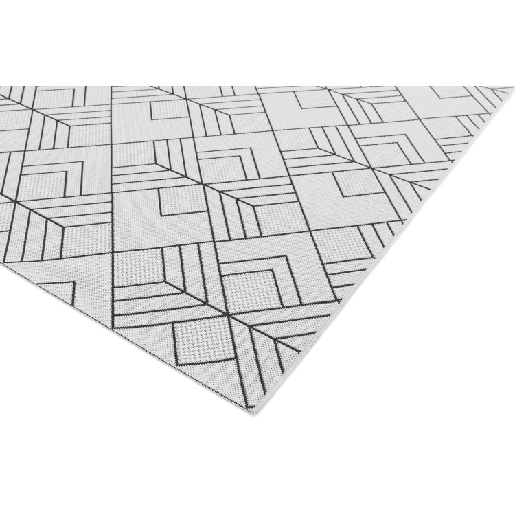 Patio Indoor/Outdoor Black & White Geometric Rug 200x290cm