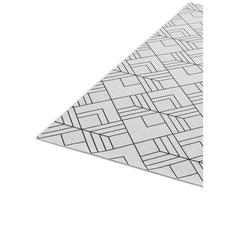 Patio Indoor/Outdoor Black & White Geometric Rug 200x290cm
