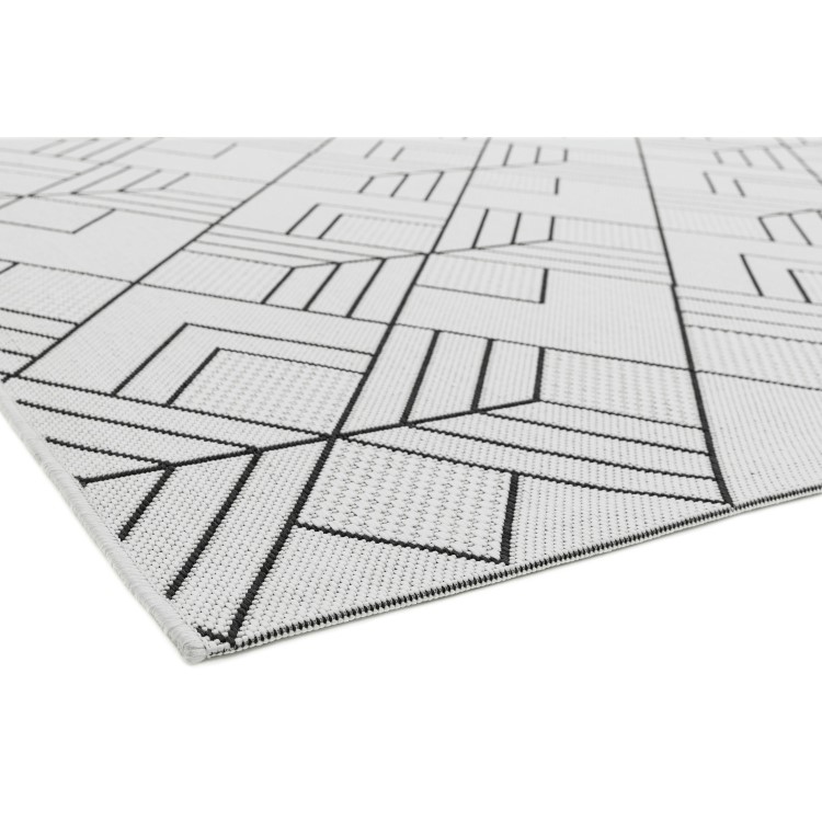 Patio Indoor/Outdoor Black & White Geometric Rug 200x290cm