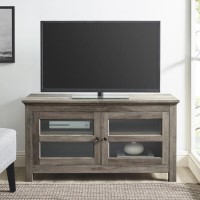 Grey Wood Wash TV Unit with Cupboards - TVs up to 48" - Foster