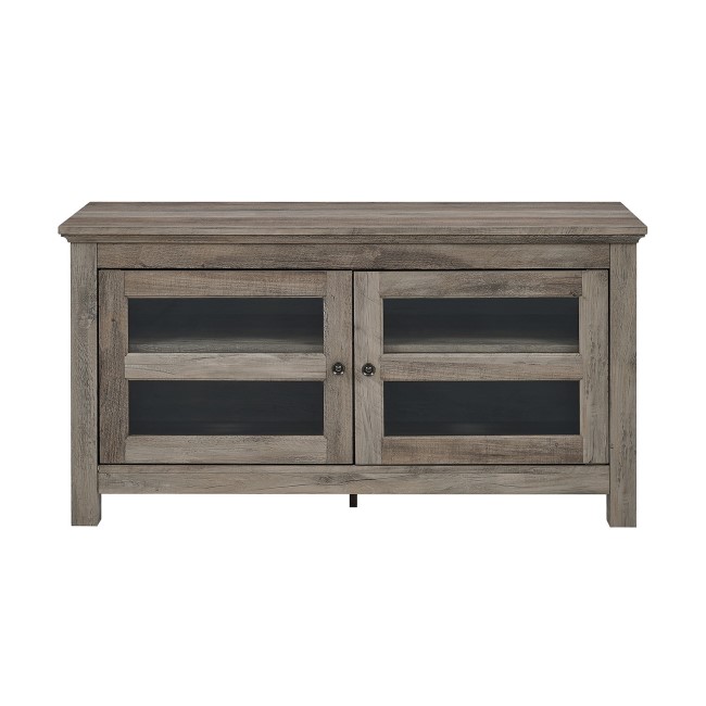 Grey Wood Wash TV Unit with Cupboards - TVs up to 48" - Foster