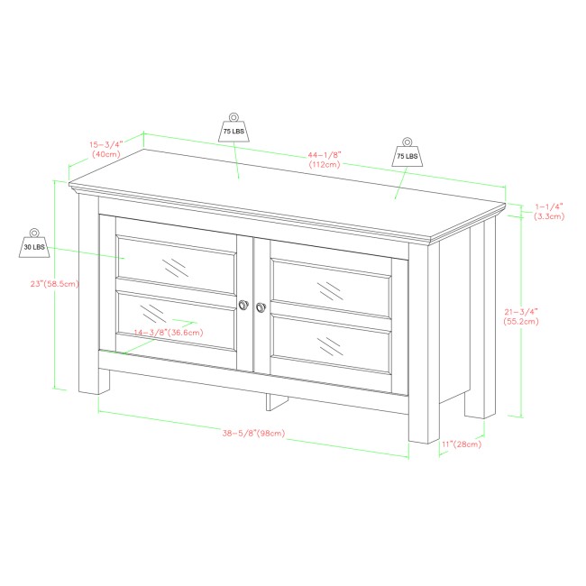 Grey Wood Wash TV Unit with Cupboards - TVs up to 48" - Foster