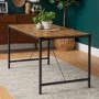 Industrial Dining Table with Wooden Top & Black Metal Legs - Foster