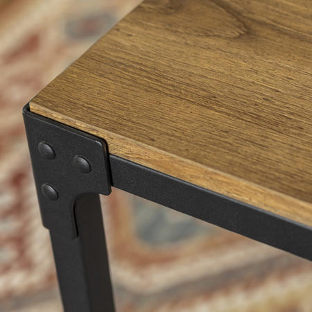 Industrial Dining Table with Wooden Top & Black Metal Legs - Foster