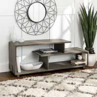 Grey Wash TV Stand with Open Shelves - Foster