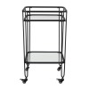Black Metal Drinks Trolley with Glass Shelves - Foster