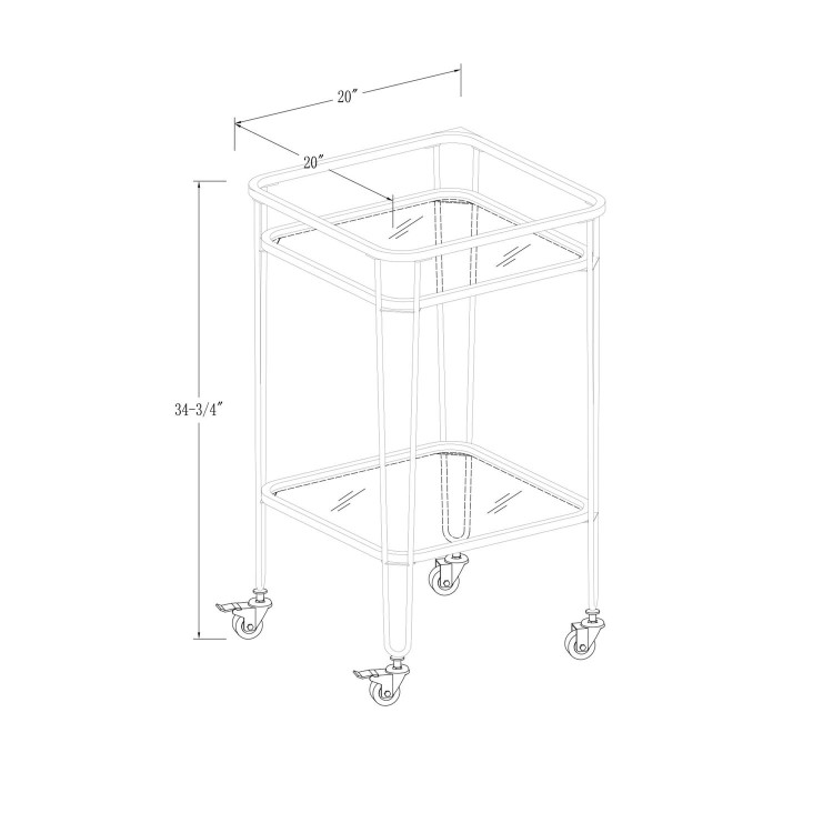 White Metal Drinks Trolley with Glass Shelves - Foster