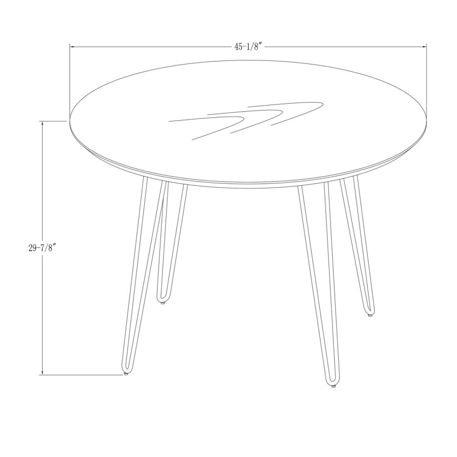 Foster Round Dining Table in Wood & Hairpin Metal Legs