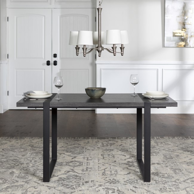 Foster Grey Dining Table in Wood & Metal Legs
