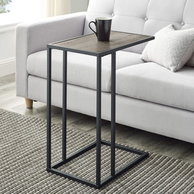 Foster Wooden Side Table with Dark Metal Frame - Furniture123