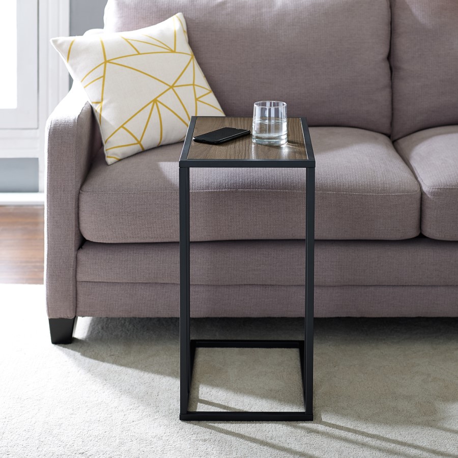 Foster Wooden Side Table with Light Wood Top & Metal Legs