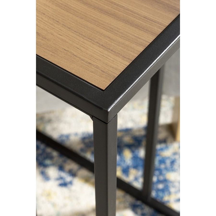 Foster Wooden Side Table with Light Wood Top & Metal Legs