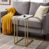 Foster White Side Table with Gold Frame