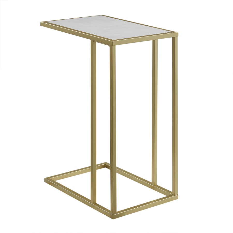 Foster White Side Table with Gold Frame