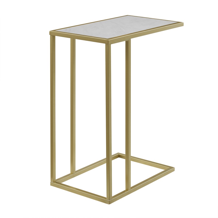 Foster White Side Table with Gold Frame