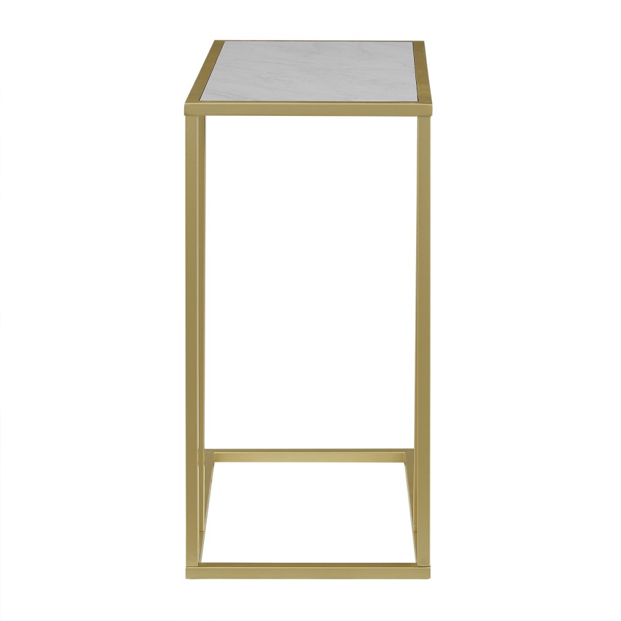 Foster White Side Table with Gold Frame