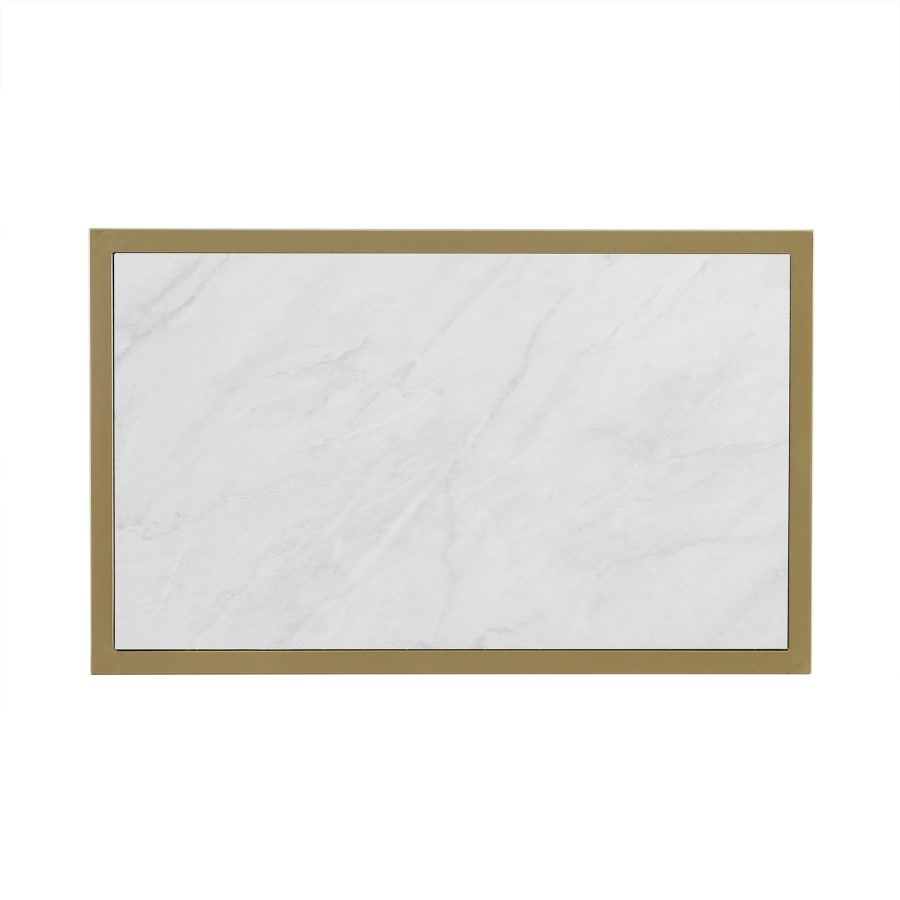Foster White Side Table with Gold Frame