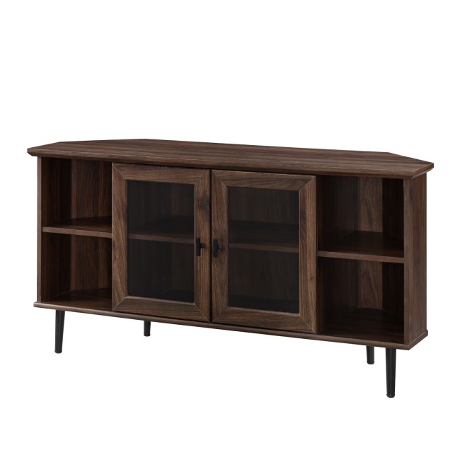 Walnut Effect Corner TV Unit with Storage - TVs up to 52" - Foster