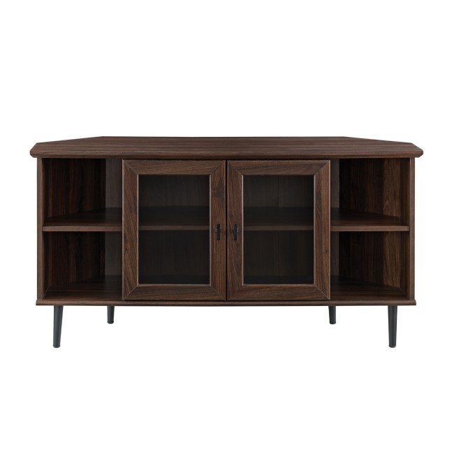 Walnut Effect Corner TV Unit with Storage - TVs up to 52" - Foster