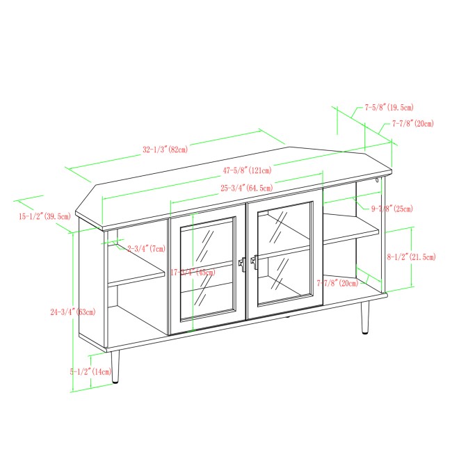 Walnut Effect Corner TV Unit with Storage - TVs up to 52" - Foster